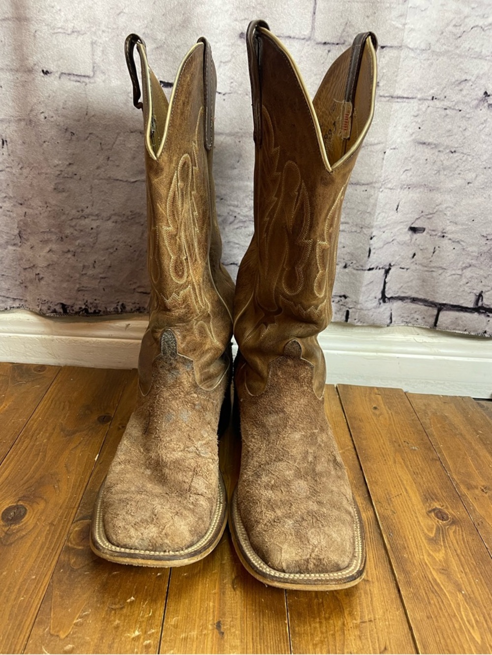 Anderson Bean brown leather square toe cowboy boots - Picture 2 of 12